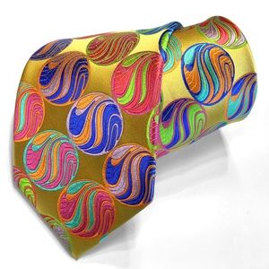 Yellow Gold Multicolor Silk Tie by Lawrence Ivey